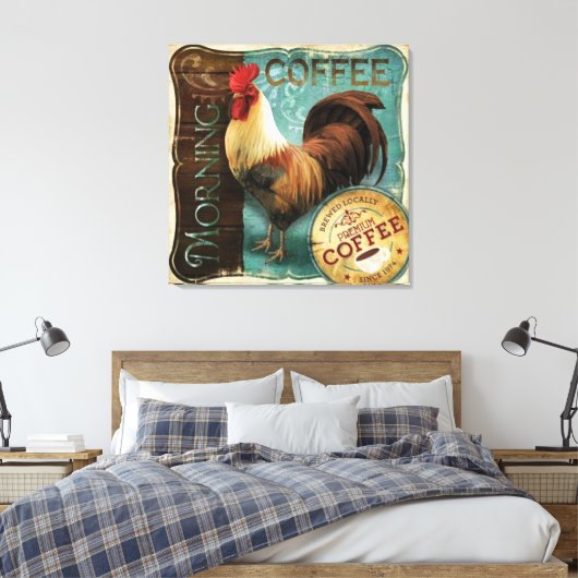 Coffee Rooster Canvas Afdruk (Insitu (Slaapkamer))