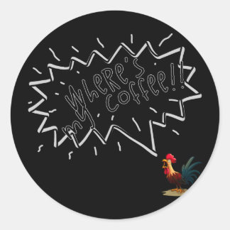 Coffee Rooster Ronde Sticker