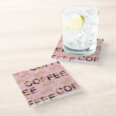 Coffee roze goud glazen onderzetter (Schuin)