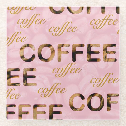 Coffee roze goud glazen onderzetter (Voorkant)