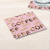 Coffee roze goud kartonnen onderzetters (Schuin)