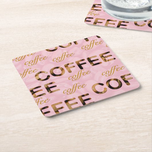 Coffee roze goud kartonnen onderzetters (Schuin)