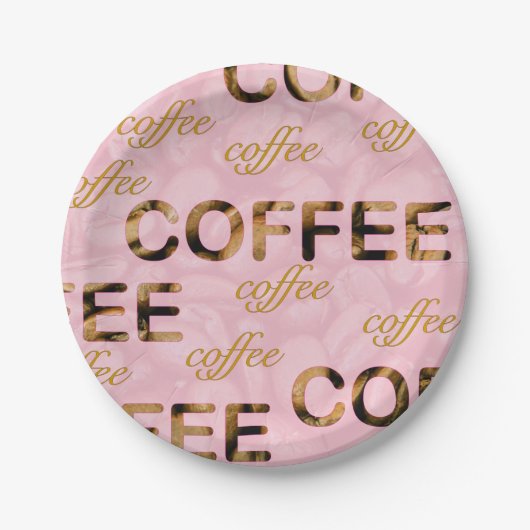 Coffee roze goud papieren bordje (Voorkant)