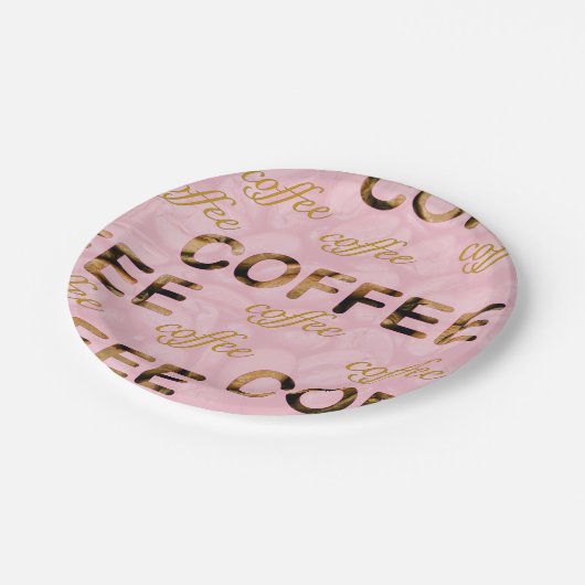 Coffee roze goud papieren bordje (Gekanteld)