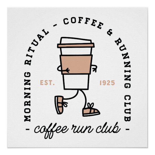 Coffee run club funny running lover aesthetic fun perfect poster (Voorkant)