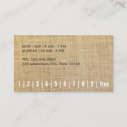 Coffee Rustic Burlap Loyalty Punch (Achterkant)