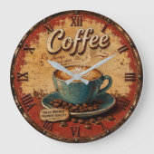 Coffee Rustic Farmhouse Bar Vintage Kitchen Grote Klok (Voorkant)