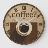 Coffee? Rustic Farmhouse Vintage Coffee Lover Grote Klok (Voorkant)