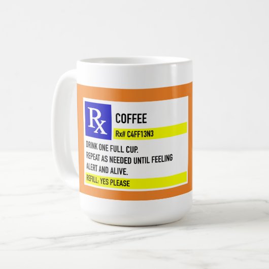 Coffee Rx-Mok (15 oz. wit) Koffiemok (Voorkant links)