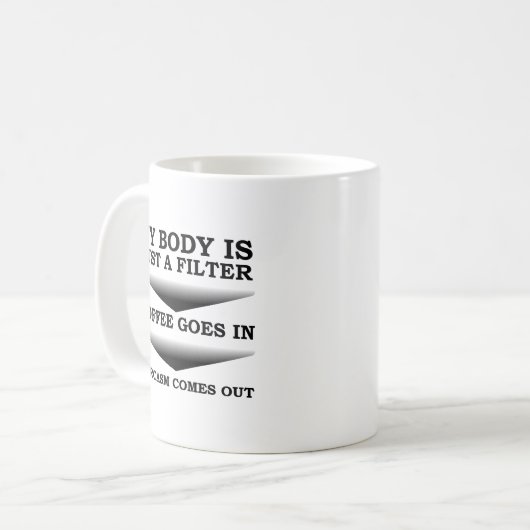 Coffee Sarcasm Filter Funny Mug Koffiemok (Voorkant links)