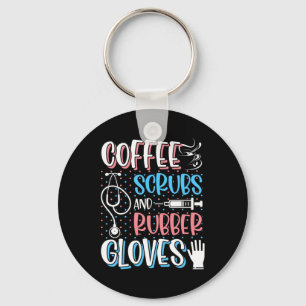 COFFEE SCRUBS RUBBER GLOVES RN Geregistreerde verp Sleutelhanger