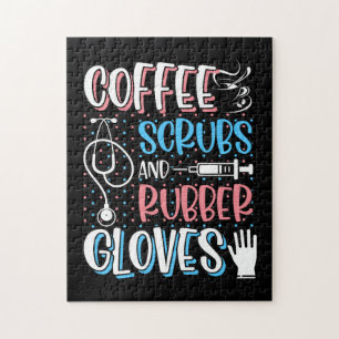 COFFEE SCRUBS RUBBER GLOVES RN Registered Nurse Legpuzzel