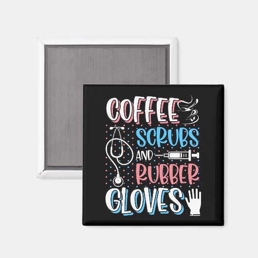 COFFEE SCRUBS RUBBER GLOVES RN Registered Nurse Magneet (Voorkant / Achterkant)