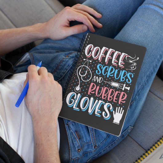 COFFEE SCRUBS RUBBER GLOVES RN Registered Nurse Notitieboek
