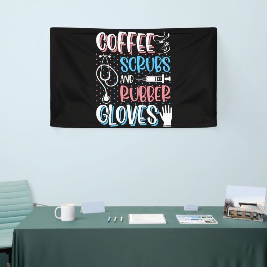 COFFEE SCRUBS RUBBER GLOVES RN Registered Nurse Spandoek (Beurs)