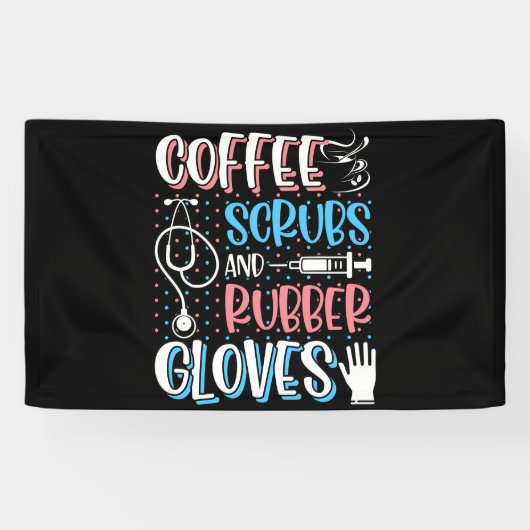COFFEE SCRUBS RUBBER GLOVES RN Registered Nurse Spandoek (Horizontaal)