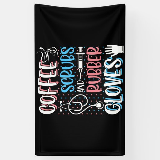 COFFEE SCRUBS RUBBER GLOVES RN Registered Nurse Spandoek (Verticaal)