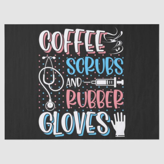 COFFEE SCRUBS RUBBER GLOVES RN Registered Nurse Tissuepapier (Voorkant)