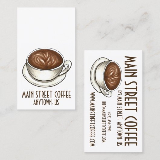 Coffee Seattle Latte Coffee Shop Cafe Barista Cup Visitekaartje (Voorkant / Achterkant)