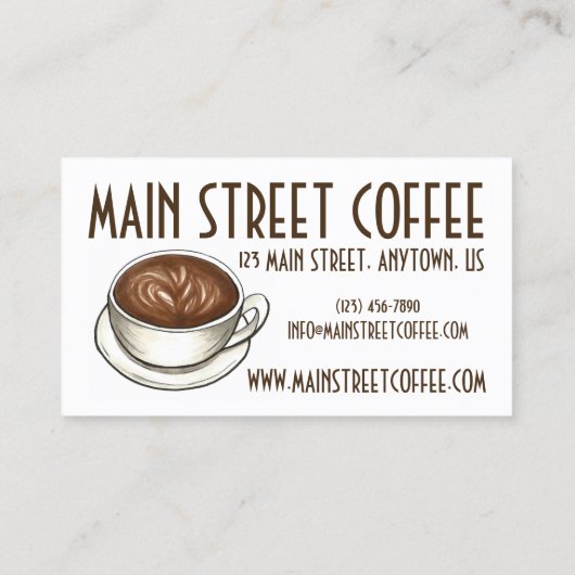 Coffee Seattle Latte Coffee Shop Cafe Barista Cup Visitekaartje (Achterkant)