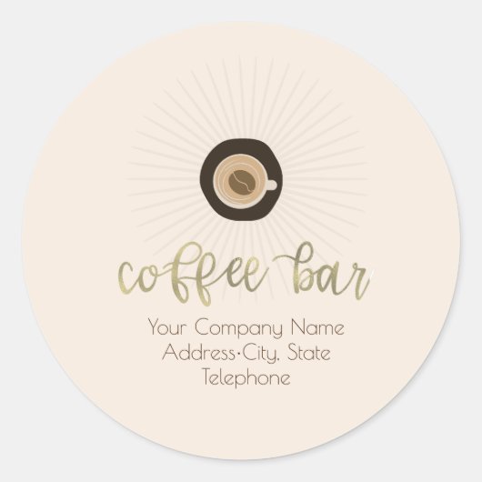 Coffee Shop Barista Gold Business Label (Voorkant)