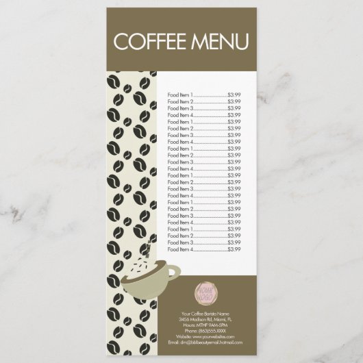 Coffee Shop Barista Latte Logo Menu (Voorkant)