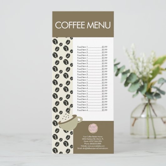 Coffee Shop Barista Latte Logo Menu (Staand voorkant)
