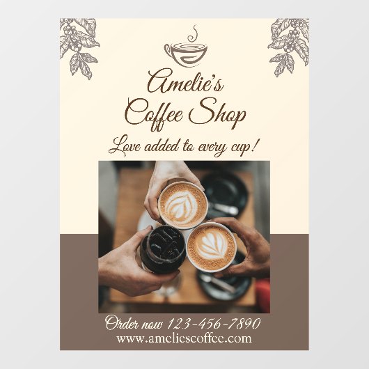 Coffee Shop Bedrijfsfront Medium Aanpassen  Raamsticker (Vel)