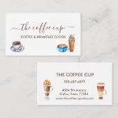 Coffee Shop Cafe Restaurant Waterverf Handgeschrev Visitekaartje (Voorkant / Achterkant)