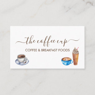 Coffee Shop Cafe Restaurant Waterverf Handgeschrev Visitekaartje