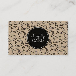 Coffee Shop Cup Pattern Kraft Loyalty Kaart Visitekaartje