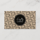 Coffee Shop Cup Pattern Kraft Loyalty Kaart Visitekaartje (Voorkant)