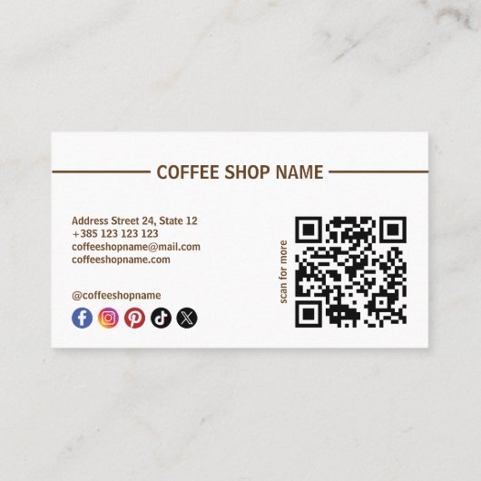Coffee Shop Eenvoudige QR Code Loyalty Kaart (Achterkant)