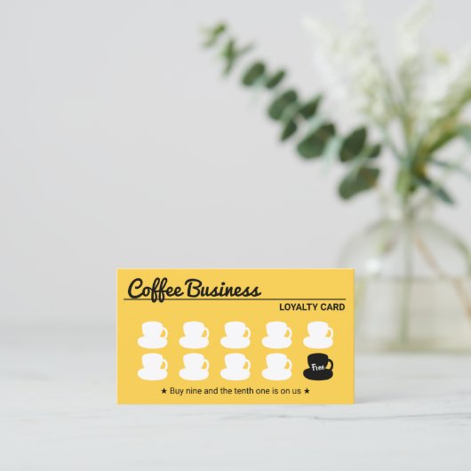 Coffee Shop Gold Customer Loyalty Punch Kaart (Staand voorkant)