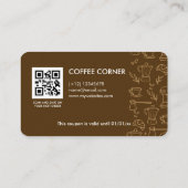 Coffee Shop Korting Kaart met logo en QR-code Visitekaartje (Achterkant)