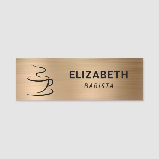 Coffee Shop Logo Gold Naamplaatje (Voorkant)