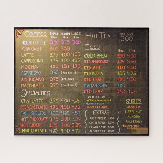 Coffee Shop Menu - 16x20 - 520 stks Legpuzzel (Horizontaal)