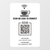 Coffee Shop QR Code Network Zwart-wit Raamsticker (Vel)
