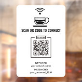 Coffee Shop QR Code Network Zwart-wit Raamsticker (Vel 2)