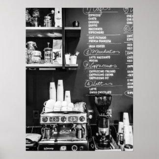Coffee Shop Scene met Espressomachine Poster