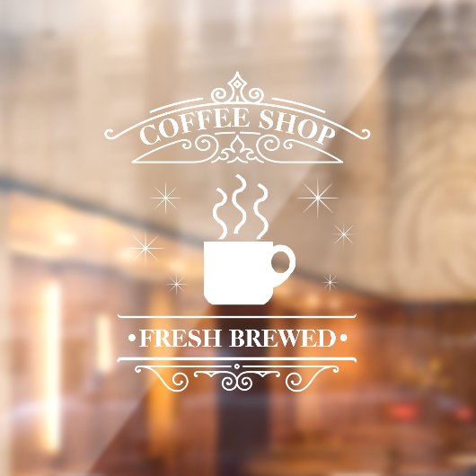 Coffee Shop Scrollwork Lijst White ID875 Raamsticker (Vel 2)