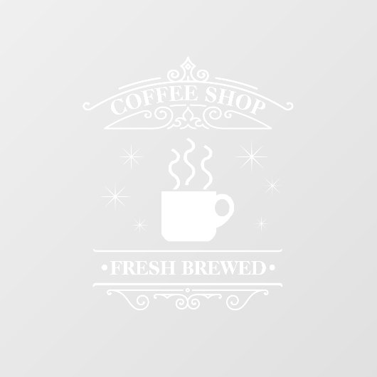 Coffee Shop Scrollwork Lijst White ID875 Raamsticker (Vel)