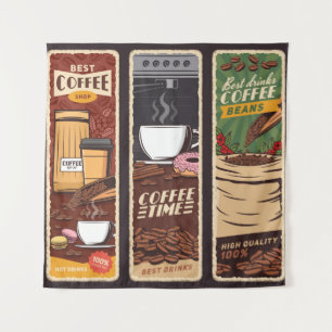 Coffee shop vintage vintage banners, cafeteria an wandkleed
