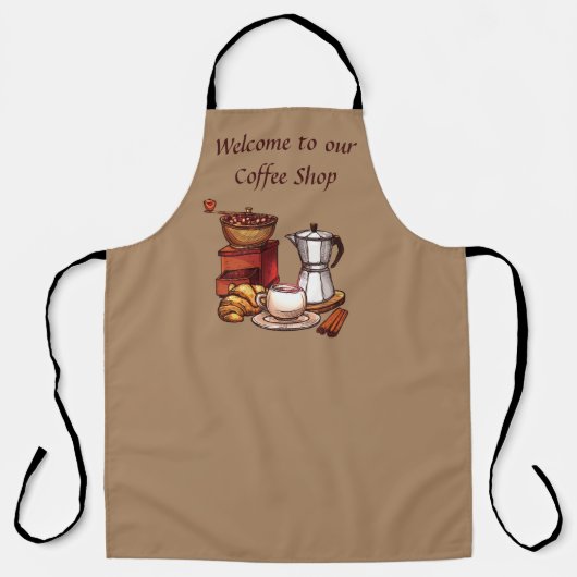 Coffee Shop Welkom Tekst toevoegen Schort (Voorkant)