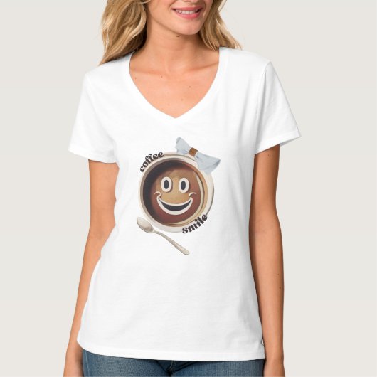 Coffee Smile Funny Schattige Sweet T-shirt (Voorkant)