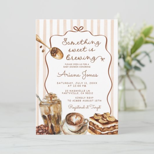 Coffee Something Sweet is het brouwen van Baby sho Kaart (Staand voorkant)
