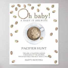 COFFEE - speen zoektocht baby shower spel Poster