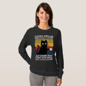Coffee Spelled Backwards is Eeffoc Funny Black Cat T-shirt (Voorkant volledig)