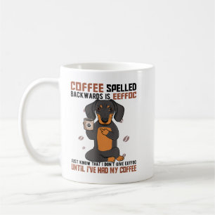 COFFEE Spelling Backwards is EEFFOC Doberman Drink Koffiemok