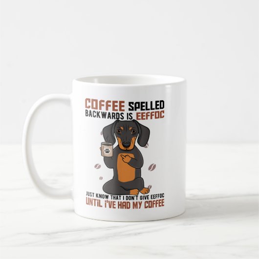 COFFEE Spelling Backwards is EEFFOC Doberman Drink Koffiemok (Links)